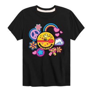 Boys' - Peanuts - Woodstock Peace And Love Flair Short Sleeve Graphic T-Shirt - 1 of 4