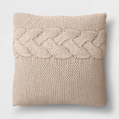 18x18 Dublin Cable Knit Square Throw Pillow Red - Vcny : Target