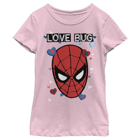 Girl's Marvel Spider-man Candy Heart Love Bug T-shirt : Target