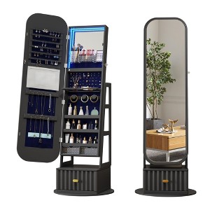 Fredees Full-Length Mirror with Storage, Standing Jewelry Cabinet, Rotating Jewelry Mirror Organizer - 1 of 4