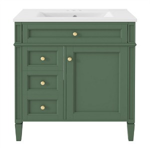 Tramull Modern Bathroom Vanity with Sink Top, 2 Drawers & Tip-Out Tray, Storage Cabinet for Bathroom Decor, Easy Assembly - 1 of 4