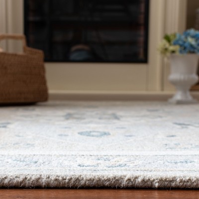 Handmade Light Grey/Ivory Tufted Wool Square Rug - 3'