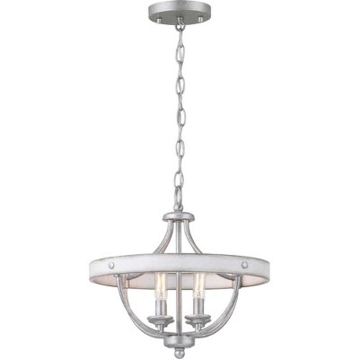 Gulliver Rustic Galvanized 4-Light Semi-Flush Ceiling Light with Wood Grain Accents