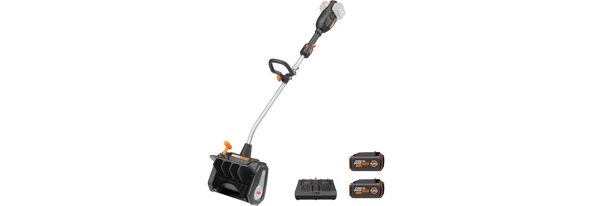 WORX Nitro 40V 12'' Cordless Snow Thrower, Electric Snow Shovel, (2 X 4.0 Ah Battery & Charger Included)