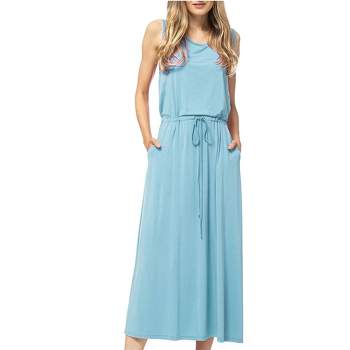 Anna-Kaci Women's Staple Slip Gown Tied Front Dress With Pockets