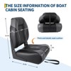 2 Pack Boat Seats, -With Thick Sponge Padding, Stainless Steel Screws & Fold-Down Design for Speedboat, Canoe, Sightseeing Boats，Black - 3 of 4