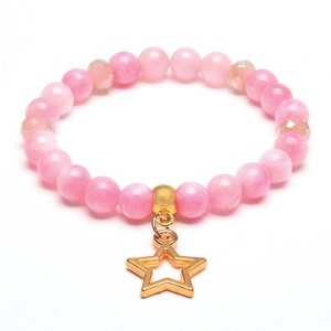 ELYA Women's Polished Dangling Charm Jade Stone Bead Stretch Bracelet - 1 of 4