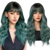 Jessie's Wig 22 Inch Long Wavy Bangs With Wig Synthetic Hair Green Color 1 Pc/Pack - 2 of 4