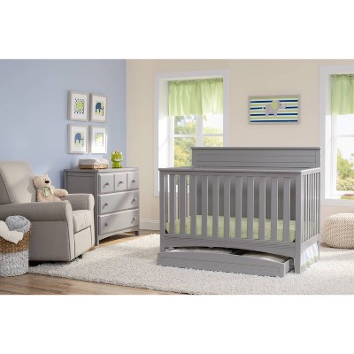 Grey 4-in-1 Convertible Crib with Adjustable Height