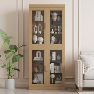 MAYEERTY Natural Wood Grain Storage Cabinet Set - 1 of 4