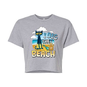 Women's - Pete the Cat - I Dig The Beach Cropped Graphic T-Shirt - 1 of 4