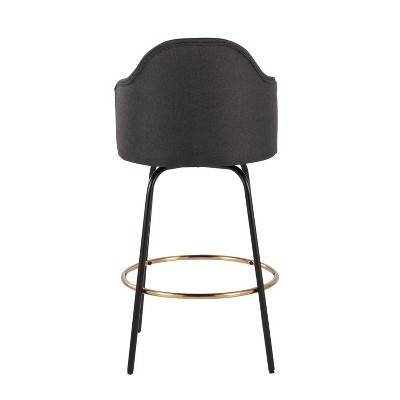 Set of 2 Black Swivel Metal and Wood Counter Stools