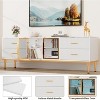 65 Inch TV Stand with LED Lights, Modern Entertainment Center with 4 Drawers & Shelves & Glass Doors, TV Console Table for 55/65/75 Inch TV - 4 of 4
