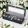 6-Slot Watch Box, Large Glass Lid Watch Organizer - 2 of 3