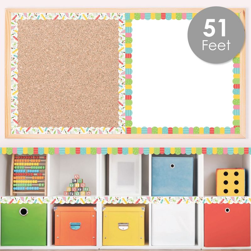 Big Dot of Happiness Cute and Colorful School - Scalloped Classroom Decor - Bulletin Board Borders - 51 Feet, 2 of 7