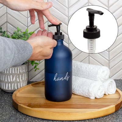 Set of 6 Black Plastic Replacement Pump Tops with 9-Inch Dip Tubes