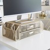 Blu Monaco Gold Monitor Stand with Drawer – Computer Monitor Riser with Storage – Laptop Stand for Desk with Storage - 3 of 4