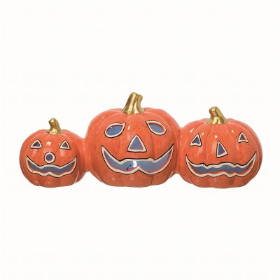 Transpac Ceramic Orange Halloween Light Up Jack-O-Lantern Bunch