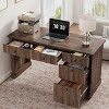 54'' Modern Executive Desk with Storage Cabinet and Drawer ¨C Brown Fluted Computer Writing Desk for Home Office, Study, Living Room - 4 of 4