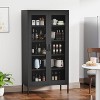 Rbied 73 in. H Black Metal File Cabinet Display Cabinet Cutlery Cabinet with Adjustable Shelves and Mesh Doors - 2 of 4