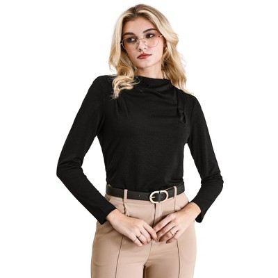 Hobemty Women's Long Sleeve Fall Winter Casual Work Mock Neck Top