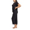 BCBG MAXAZRIA Women's Short Sleeve Notch Collar Top and Capri Pants Pajama Set, Black Polignac, L - 2 of 3