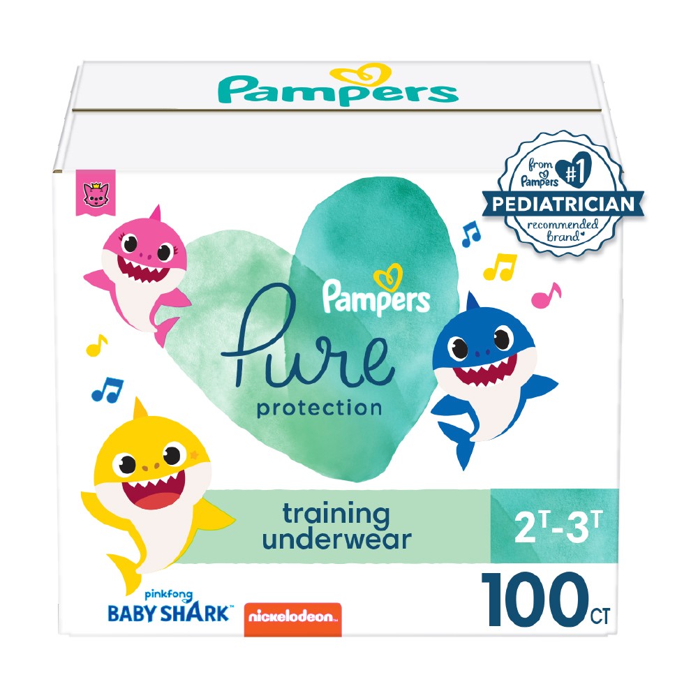 Pampers Pure Protection Training Underwear - Baby Shark - Size 2T-3T - 100ct