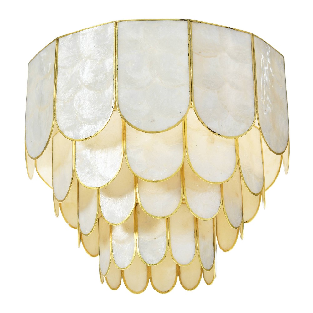 Photos - Chandelier / Lamp Storied Home 14" Round 4-Tier Capiz and Metal Flush Mount Ceiling Light Go