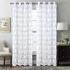 RT Designers Collection Crown Grommet Metallic Sheer Printed Doily Curtain Panel Pair 36" x 84" Silver - 2 of 4