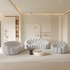 WJSHome Upholstered Bean Bag Bubble Sofa Curved Couch, 3D Honeycomb Shape Modern Couches for Living Room (Light Gray, 1 Seater, 2 Seater, 3 Seater) - 1 of 4