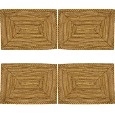 Caramel Woven Rattan Rectangular Placemats Set of 4