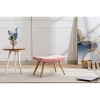 Aghana Digitals Pink Wooden Ottoman Stool with Non-Slip Pads, Linen Cushion - Versatile Foot Rest - 2 of 4