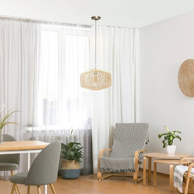 Natural Beige Rattan Round Pendant Ceiling Light