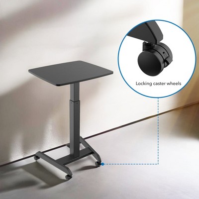 Black Adjustable Height Rolling Laptop Desk with Pneumatic Lift