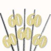 Big Dot of Happiness Gold Glitter 60 Party Straws - No-Mess Real Gold Glitter Cut-Out Numbers & Decorative 60th Birthday Party Paper Straws - 24 Ct - 3 of 4