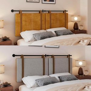 Acoinel Wall Mounted Headboard,for Bedroom,Modern Style Headboard with Faux Leather Straps for Bedroom,Entryway - 1 of 4