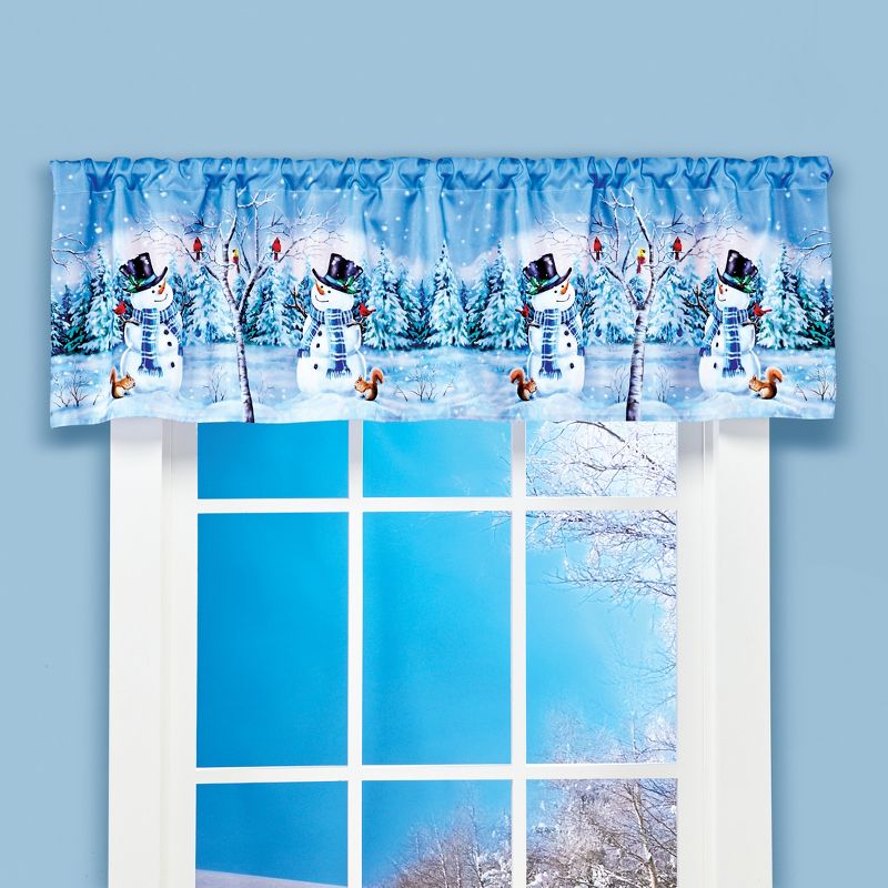 Collections Etc Winter Wonderland Snowman Printed Window Valance, 2 of 4