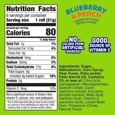 Fruit By The Foot Fruit Snacks Splitz Peach/Blueberry - 4.5oz/6ct
