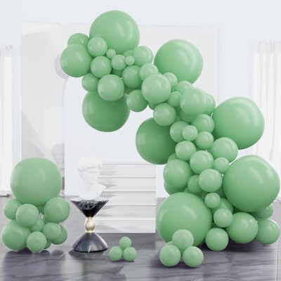 PartyWoo Balloons Dusty Green Matte Sage Eucalyptus 18 12 10 5 Inch 100 pcs