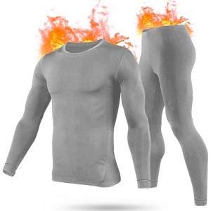 iNova"Men's Thermal Underwear Set, Long Johns, Long Sleeve Top & Bottom, Winter Sports Base Layer"BlackGrey&Navy - 1 of 4