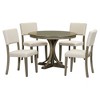 NicBex Round Dining Table Set for 4 Round Table with Curved Trestle Style Table Legs 4 Upholstered Chairs for Dining Room - 2 of 4