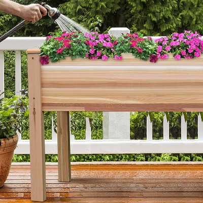 Elevated Cedar Wood Raised Garden Bed Planter Box