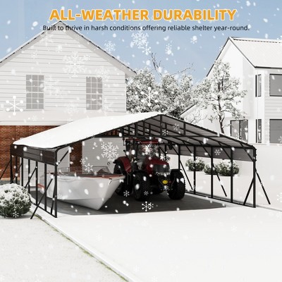 20 x 30 FT Metal Carport with Galvanized Steel Roof, Heavy Duty Metal Roof Carport with Enhanced Base, Tall MetalCarport Kits Garage for Tractors