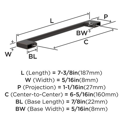 Oil Rubbed Bronze 7.38" Modern Cabinet Pull Bar