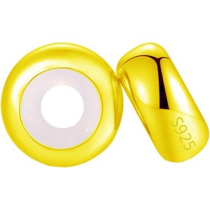 Sterling Silver Rondelle Spacer Bead, Clip Stopper Charm for Bracelets - 1 of 4