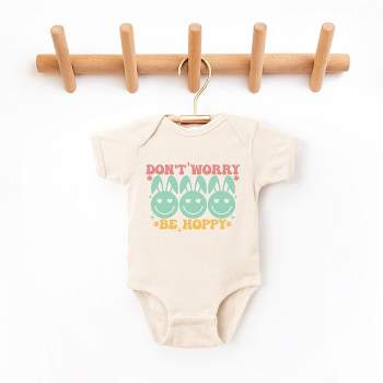 The Juniper Shop Don't Worry Be Hoppy Smiley Face With Ears Baby Bodysuit