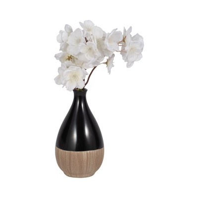 7" Black and Beige Ceramic Teardrop Table Vase