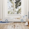 NicBex Twin Race Car-Shaped Platform Bed Frame with Wheels for Kids,Solid Wood Slats Support,No Box Spring Needed,Easy Assembly,White - 3 of 4