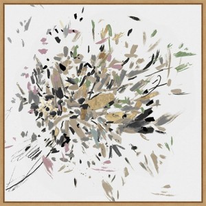 22" x 22" Dabbing Bouquet by Asia Jensen Framed Canvas Wall Art Light Brown - Amanti Art: Modern Decor, Lithograph, Sawtooth Back - 1 of 4