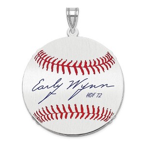 Black Bow Jewelry Sterling Silver Early Wynn Signature LG Enamel Baseball Pendant - 1 of 4